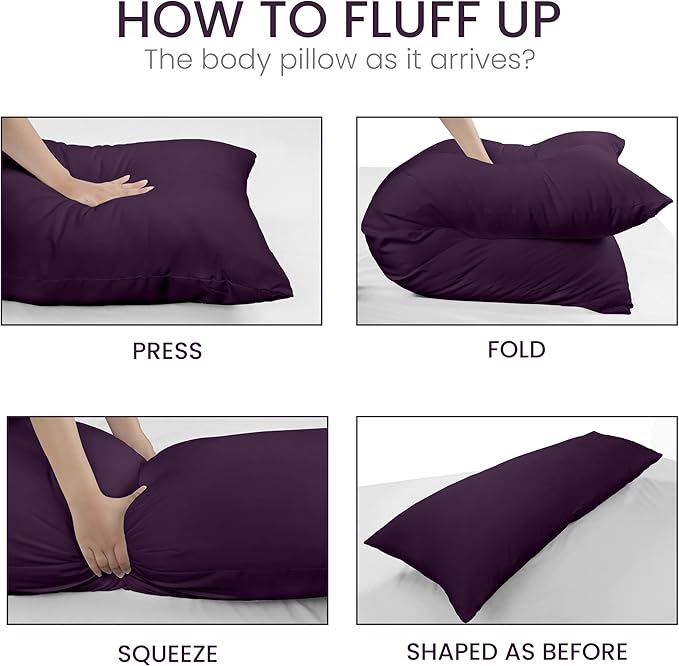 Utopia Bedding Full Body Pillow for Adults (Purple, 20 x 54 Inch), Long Pillow for Sleeping, Large Pillow Insert for Side Sleepers