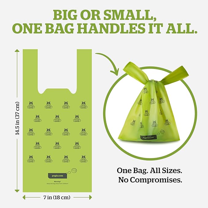 Pogi’s Dog Poop Bags with Handles – Extra-Thick, Leak-Proof, Large, Fresh Scent, 300-Count