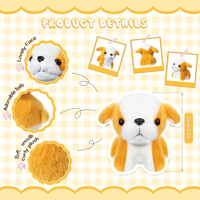 Sosation 20 Pcs Small Dog Plush Stuffed Puppy Bulk Dog Party Favor Gift 5.2inch Adopt a Puppy Stuffed Animal Toy for Goodie Bag Filler Kids Christmas Classroom Rewards Pet Adoption
