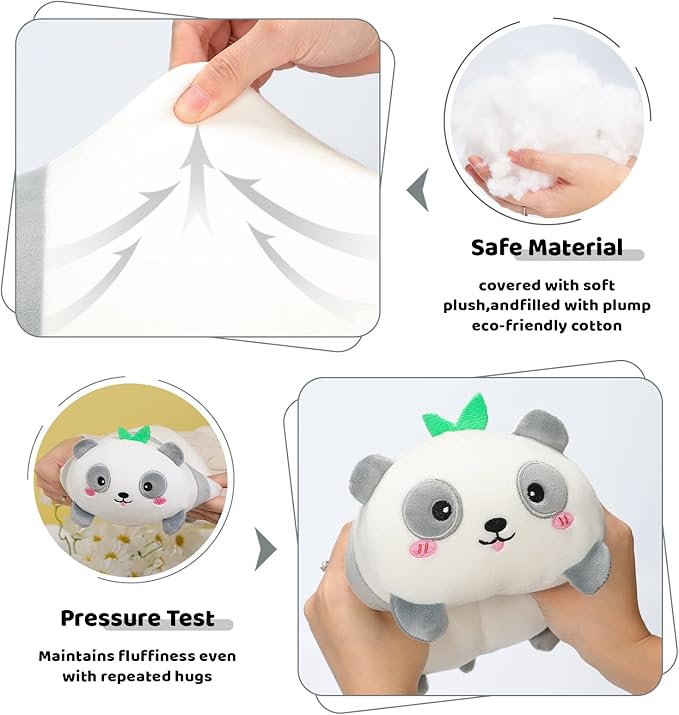 AIXINI Cute Panda Plush Pillow 15.7” Bamboo Panda Stuffed Animal, Soft Kawaii Plushies Hugging Plush Squishy Pillow Toy Gifts