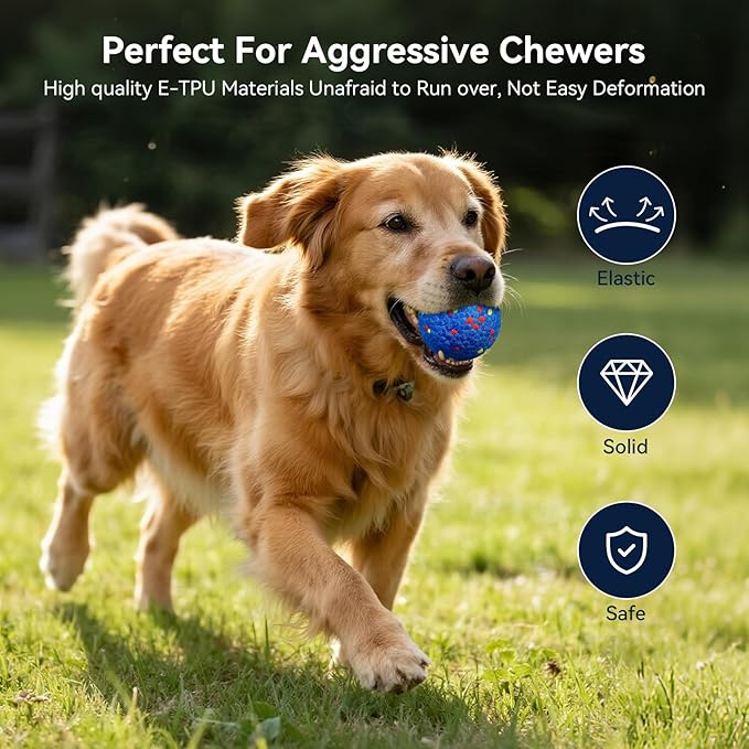 3.15 Indestructible Dog Balls -Proof Puppy Toys for Aggressive Chewers, Teething Teeth Cleaning, Floating Water & Bouncy Fetch Ball for Large Medium Dogs(No Electricity, No Smart Interactive)