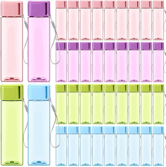 Mifoci 40 Pieces Water Bottle Bulk 17 oz Plastic Water Bottles Sport Drink Bottles with Handle Strap Adults Kids Reusable Large Water Bottles for Party Outdoor Children School Classroom