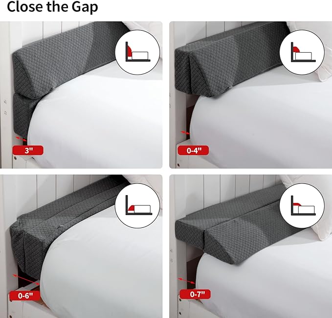 MABOZOO Pillow Wedge for Headboard Gap,Bed Gap Filler King Size,Foldable Bed Wedge Pillow for Headboard,Grey Bed Wedge Gap Filler,Foam Mattress Gap Filler,76"x6"x6"