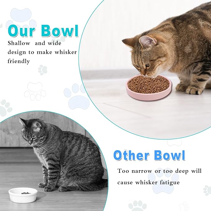 Silicone Dog Bowl Shallow Cat Food Bowls, 6 Inch Wide Cat Bowls Whisker Friendly, No Spill Less Mess Dog Plates for Dry and Wet Food, Set of 3 Puppy Bowls for Small Dogs and Cats