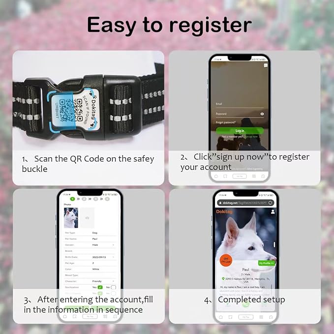 Reflective Dog Collar with Apple AirTag Holder & QR Code Pet ID Tag,Soft Nylon Adjustable Dog Tracker Collar with Safety Lock for Large Dogs(Black, L)