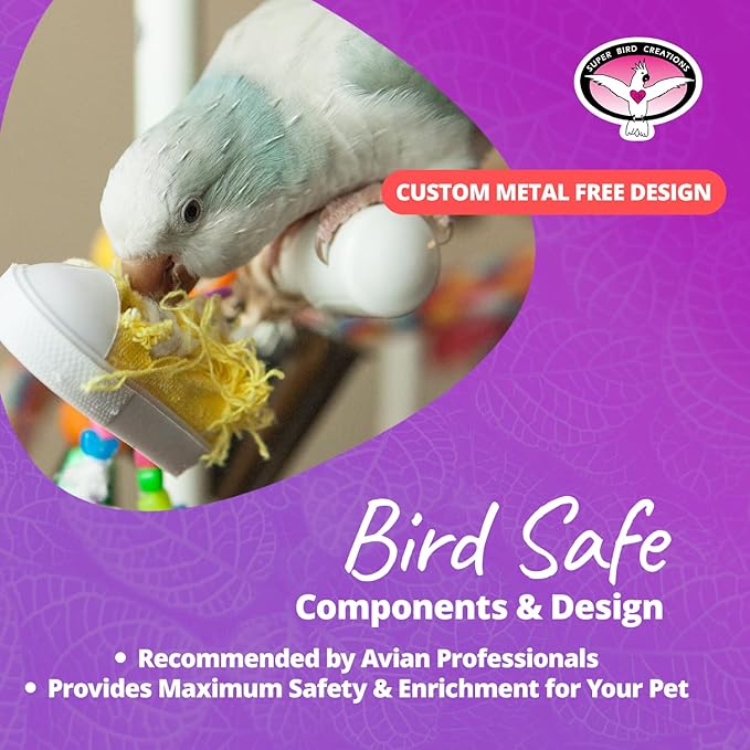 Super Bird Creations SB50011 Sneaker Bird Toy - Durable Safe Chew Toy - Ideal for Cockatiels Parakeets Parrots Small to Large Birds - Vibrant, Assorted Colors 3" x1-1/2 x 1-3/8" (24 Pack)