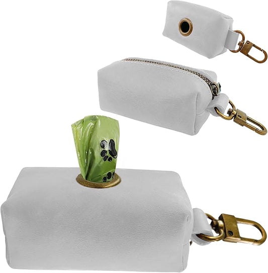 HIFA Genuine Leather Dog Poop Bag Holder, Poop Bag Holders for Leashes - Soft Touch Rustic Leather, Metal Clips and Easy Access to Pet Waste Bags- Dog Poop Bag Dispenser for Outdoor Walking