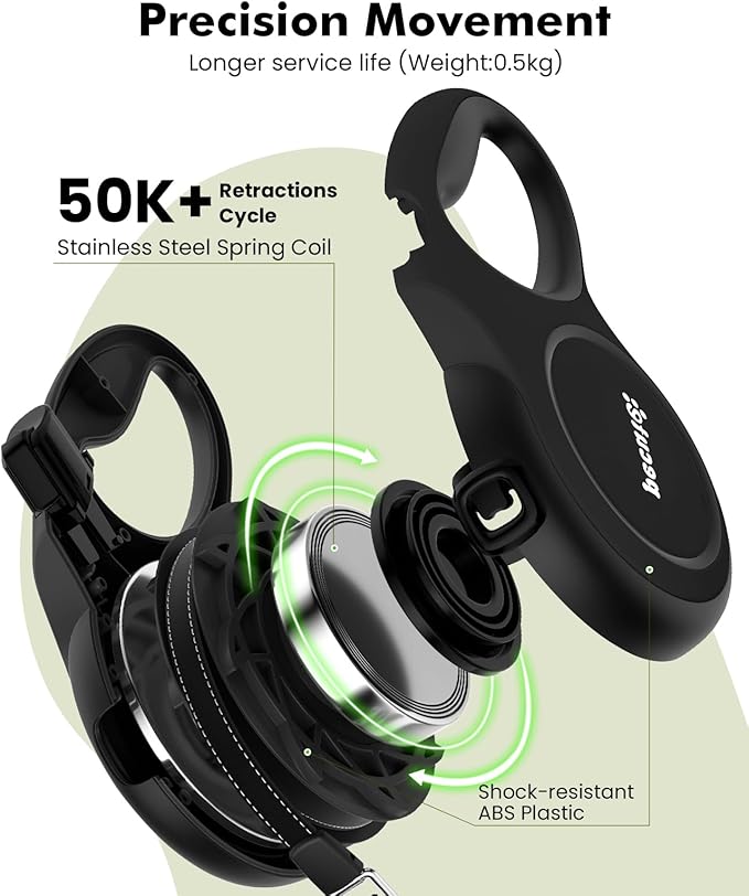 26ft Retractable Dog Leash, Heavy Duty Retractable Pet Leash with Poop Bag Holder, Anti-Slip Soft Grip, Reflective Dog Leashes for Medium Dogs Large Dogs up to 110 lbs(Black)