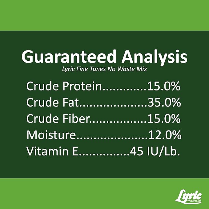 Lyric Fine Tunes Wild Bird Seed - No Waste Bird Food Mix - Attracts Bluebirds, Finches, Chickadees & More - 15 lb. Bag