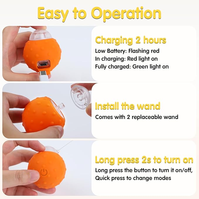 Interactive Cat Toys Balls, Automatic Moving Cat Toys for Indoor Cats, Self Rotating Ball with Motion Activated, Electric Cat Mouse Toys, USB Rechargeable