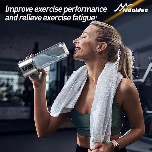 Hydrogen Water Bottle, Mdoldes, 6000ppb high Concentration Hydrogen Water, SPE/PEM Technology, Hydrogen Water Bottle Generator, Ion Water Bottle with LED Display, Best Gift 9.5 oz (Silver)