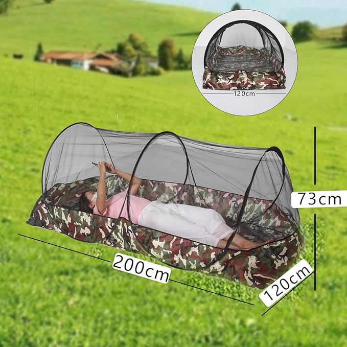 Akiky Mosquito Net Pop Up Bed Net Tent with Camouflage Bottom Portable&Foldable Bed Canopy for Bunk Bed Twin XL Sleeping Tent for Indoor Outdoor