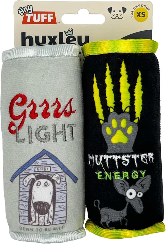 Huxley & Kent Tiny Tuff | Gotta Go-Go | Extra Tough Dog Toy for Small Dogs | 2-Pack Funny Dog Toy | Features Squeaker, Crinkle | Machine Washable