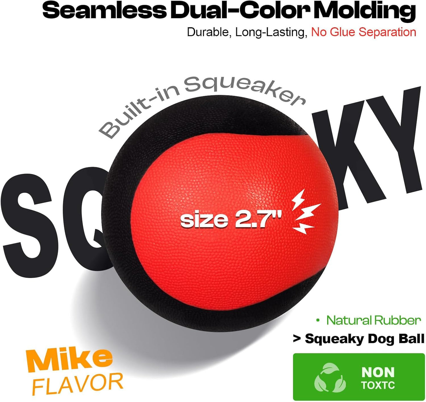 Interactive Squeaky Dog Toys Balls – Durable Rubber Dog Toy for Aggressive Chewers,High Bounce Dog Ball & Floating Fetch Ball,Indestructible Chew Toy for Medium & Large Dogs