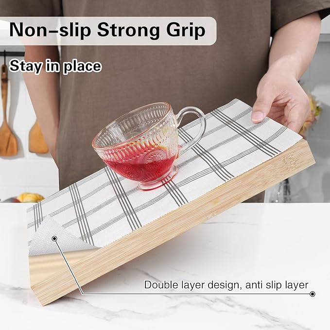 Shelf and Drawer Liner for Kitchen Cabinet,12 in x 20 FT Cabinet Liner Non-Adhesive Non-Slip Contact Paper Waterproof Kitchen Liner Protect Desks, Cupboard with Knife and Tape Measure