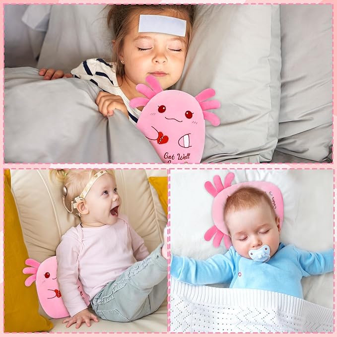 Get Well Soon Axolotl Plush Toy, Pink Axolotl Get Well Soon Gift for Kids Women,Soft Stuffed Animal Cute Pink Huggable Pillow Kawaii Plushies Gift for Girls Boys