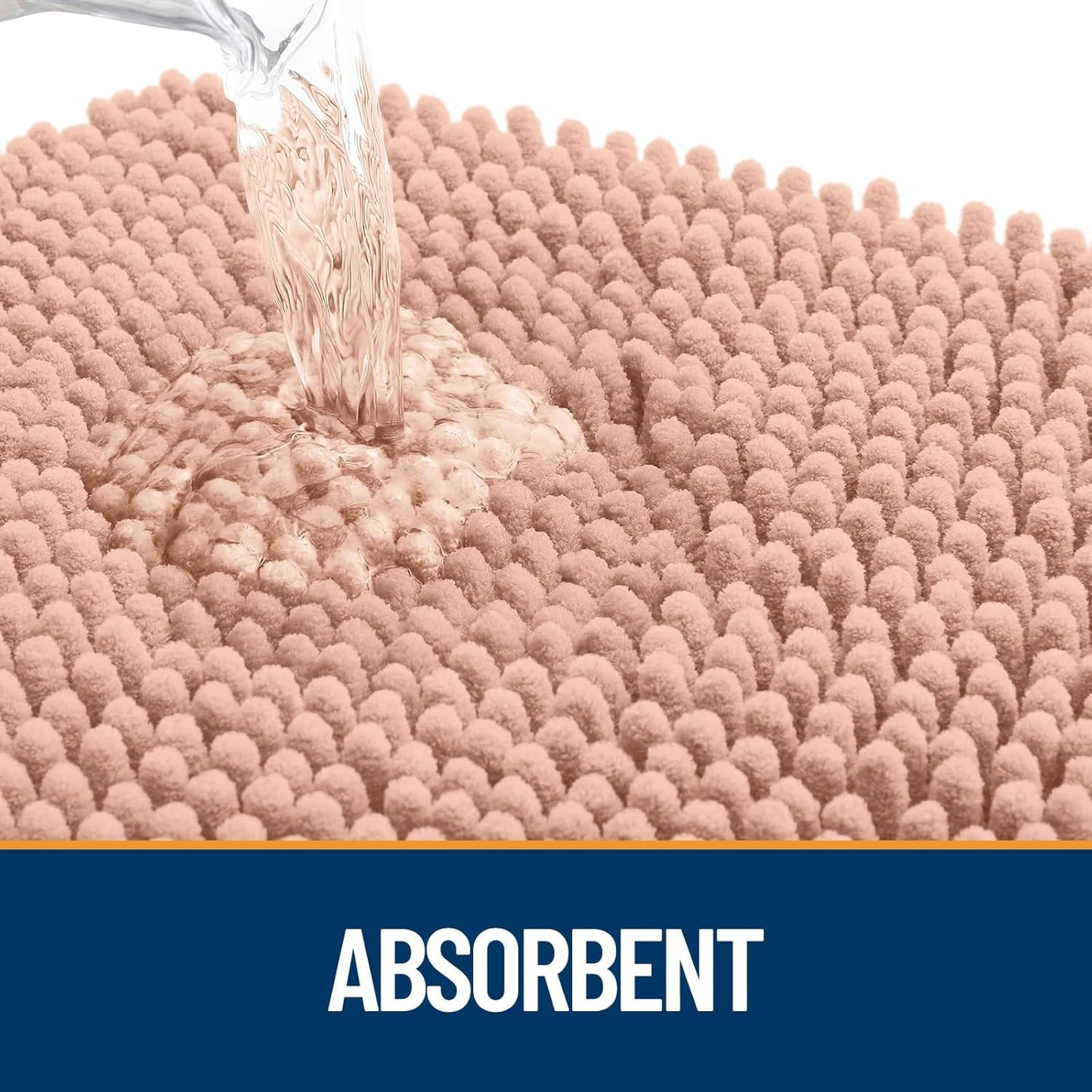 OLANLY Dog Door Mat for Muddy Paws 59x20, Absorbs Moisture and Dirt, Absorbent Non-Slip Washable Doormat, Quick Dry Chenille Mud Mat for Dogs, Entry Indoor Entryway Carpet for Inside Floor, Peach