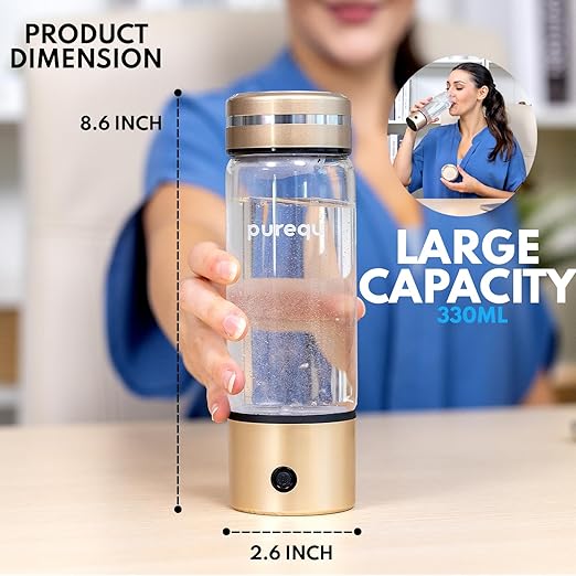 Hydrogen Water Bottle Generator, Hydrogenated Water Bottle with SPE PEM Technology, Portable Hydrogen Water Machine for Enhanced Hydration, Hydro Water Bottle for Gym, Home, Office, and Travel