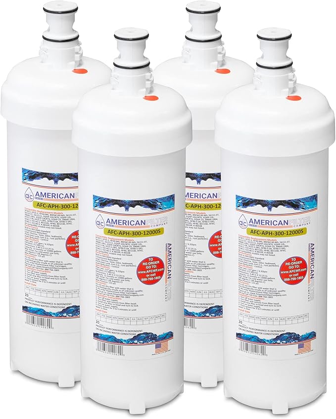 AFC Brand, water filter, Model # AFC-APH-300-12000S, Compatible with 3M (R) BREW130-MS Filters 4 Pack