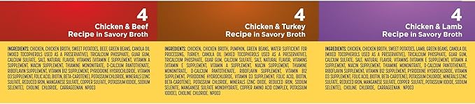Nature's Recipe Grain Free Wet Dog Food Variety Pack, Chicken & Beef Recipe, Chicken & Turkey Recipe and Chicken & Lamb Recipe in Savory Broth, 12-2.75 oz. Cups, 2 Count