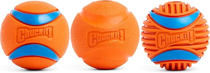 Chuckit! Dog Balls - Interactive Dog Toys, High-Bounce Fetch Ball, Ultra and Rugged Balls, Durable - Size Medium, 2.5-inch Diameter, Set of 3