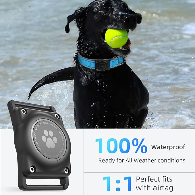 Airtag Dog Collar - 100% Waterproof Air tag Dog Collar Holder for Apple AirTag, Reflective, Soft Padded, Everlasting, GPS Dog Collar for Small Medium Large Dogs (Blue, XL)