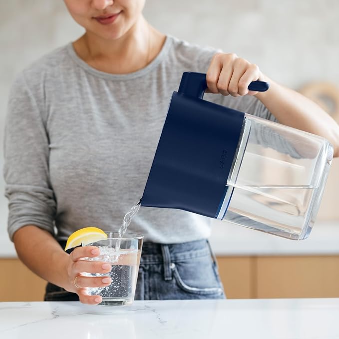 LARQ 8-Cup Water Filter Pitcher for Tap and Drinking Water | Reduces PFAS, Lead, Chlorine, and More | Tested to NSF Standards | BPA/BPS Free | 1-Year Warranty, Monaco Blue