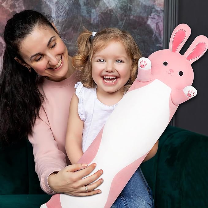 Long Rabbit Plush Pillow,35.5" Large Bunny Stuffed Animal,Weighted Bunny Plush,Cuddly Sleeping Hugging Pillows, Soft Giant Body Pillow,Beloved Plush Toy Gift at Birthday Easter