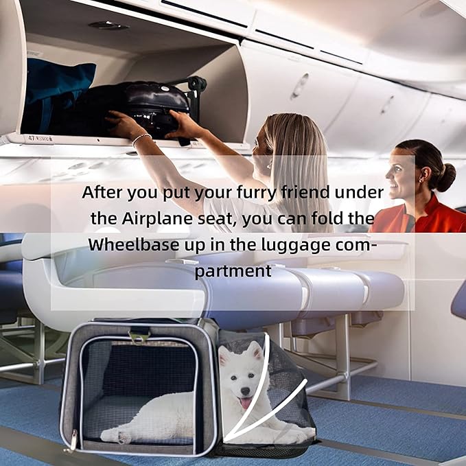 Airline Approved Expandable Premium Pet Carrier on Wheels- Two Sided Rolling Carrier- Designed for Dogs & Cats- Extra Spacious Soft Lined Carrier! - Pink (RL-PET-CARRIER-WHEELS)