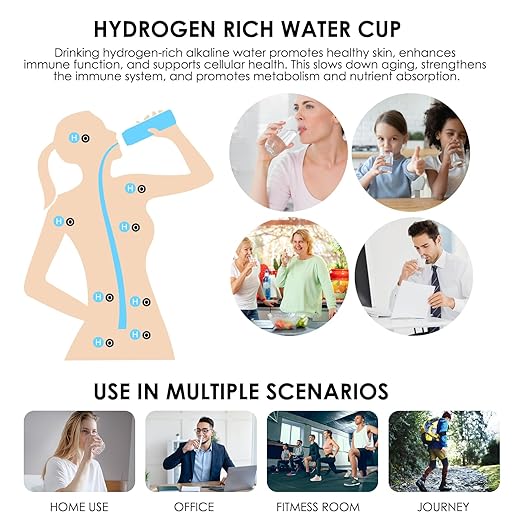 Hydrogen Water Bottle - Hydrogen Water Bottle Generator - Ion Bottle Hydrogen Water Ionizer - Water Hydrogenator - 5 Minutes Rapid Electrolysis Hydrobottle, Suitable for Traveling, Exercise, Gifting.