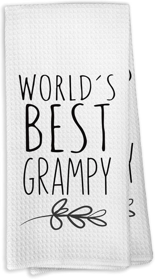 World's Best Grampy Kitchen Towels, Best Grampy Gifts for Grandpa Grampy, Grampy Gifts from Grandson Granddaughter, Grampy Father's Day Birthday Gifts Tea Towels Kitchen Hand Towels 16x24 Inch