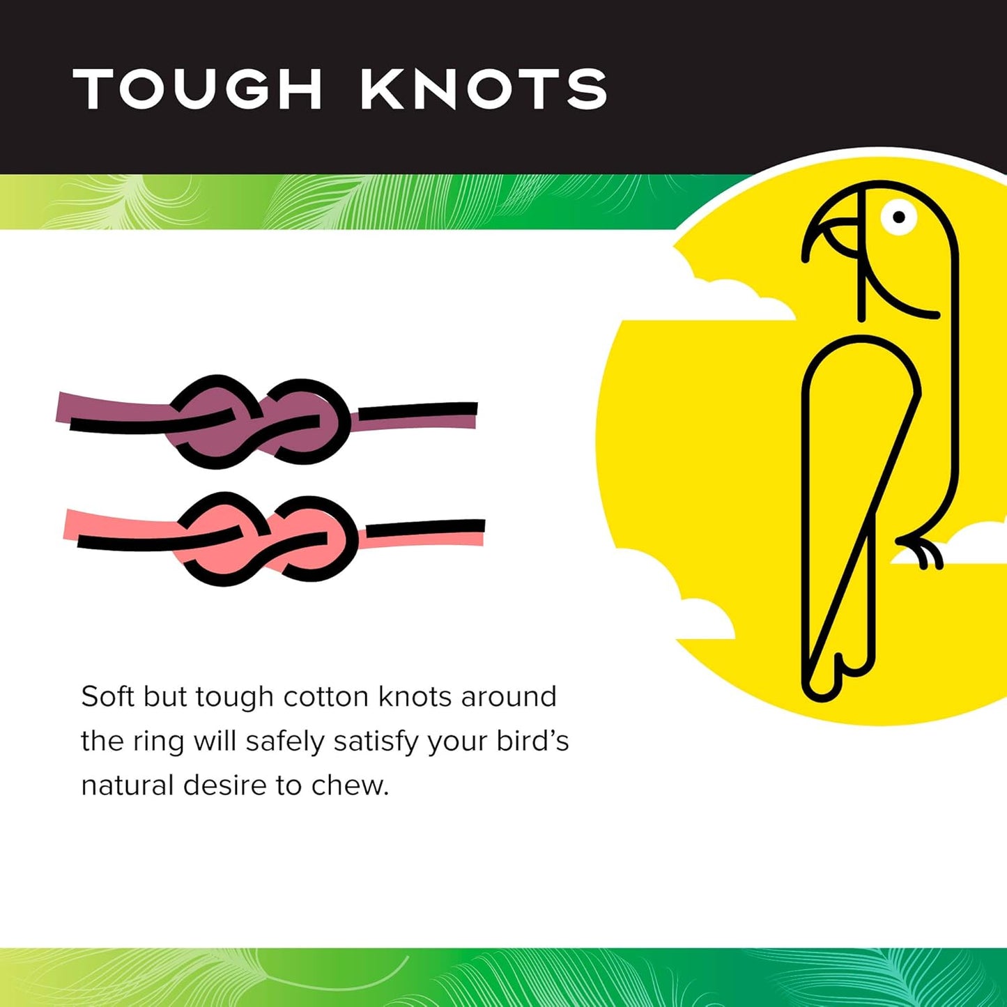 Featherland Paradise Cotton Snuggle Ring Bird Toy, Bird Perch, Large Bird Toys, for Parrots, Cockatoos, Macaws, Large Birds