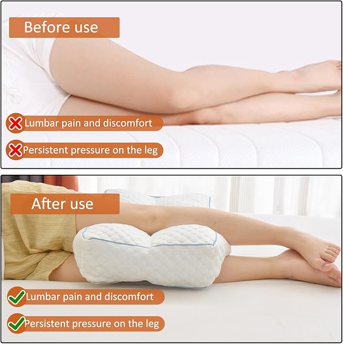 Gehannah Foam Knee Pillow for Side Sleeper, 5.5" Leg Pillow, Separates Legs for Aligns Spine, Relief Lower Back Pain, and Support for Pregnancy