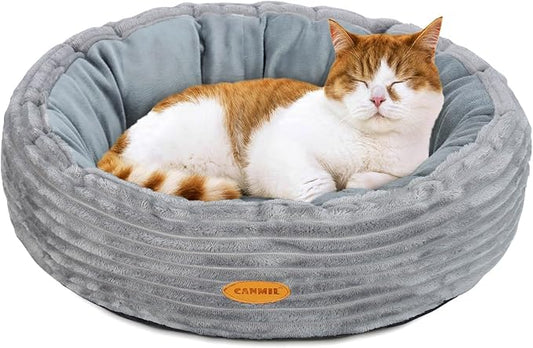 Cat Bed, Cat Bed for Indoor Cats, 20’’ Donut Cat Bed for Cats and Small Dogs, Washable Round Pet Bed, Indoor Use