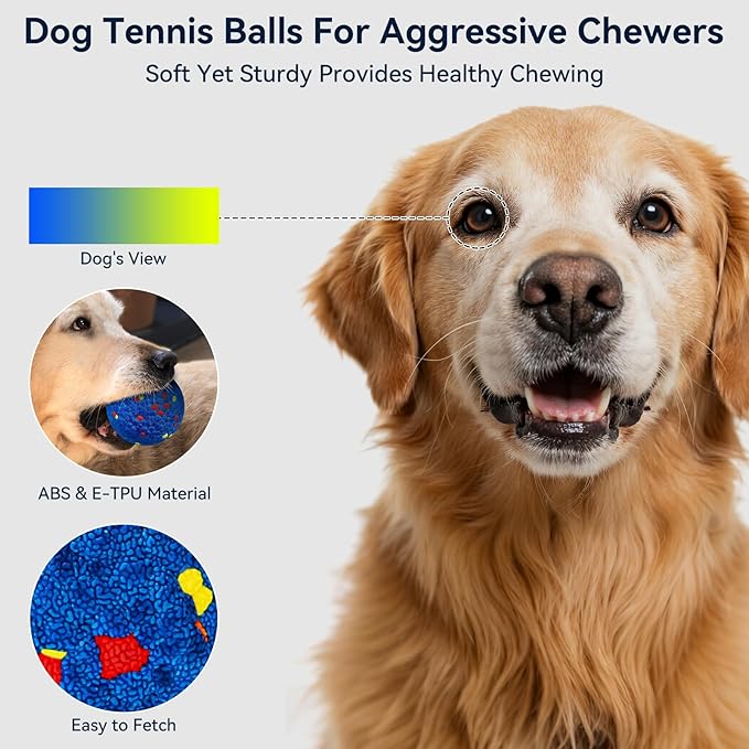 3.15 Indestructible Dog Balls -Proof Puppy Toys for Aggressive Chewers, Teething Teeth Cleaning, Floating Water & Bouncy Fetch Ball for Large Medium Dogs(No Electricity, No Smart Interactive)
