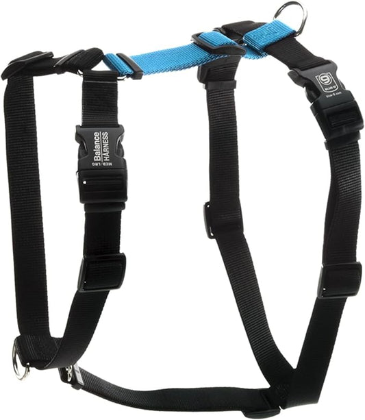 Blue-9 Buckle-Neck Balance Harness, Fully Customizable Fit No-Pull Harness, Ideal for Dog Training and Obedience, Made in The USA, Sky Blue, Large