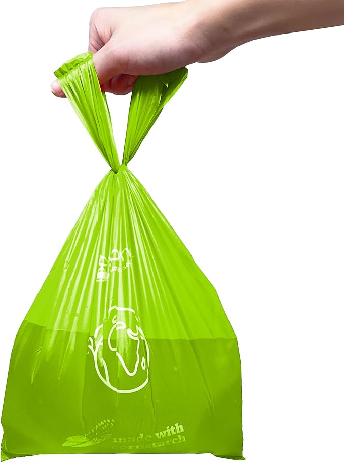 BioBase Cat or Dog Poop Bags Rolls with Handle Tie, Large Leak Proof- 12 Rolls -144 refills