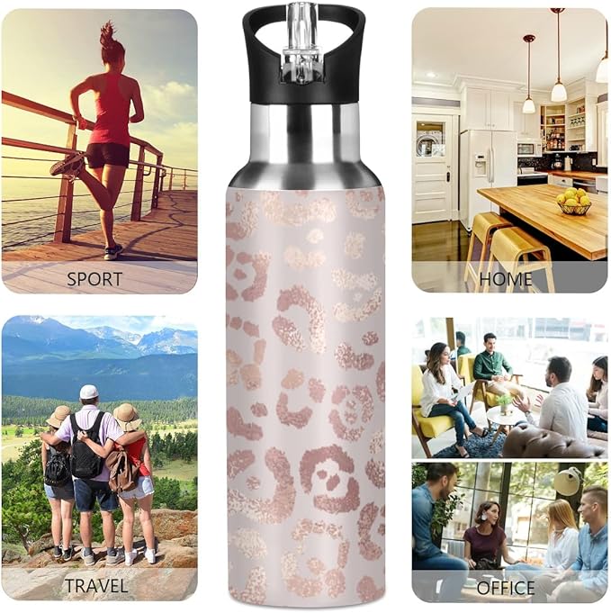 MNSRUU Insulated Water Bottle with Straw, Rainbow and Unicorns Stainless Steel Flasks for Sports Cycling Hiking School