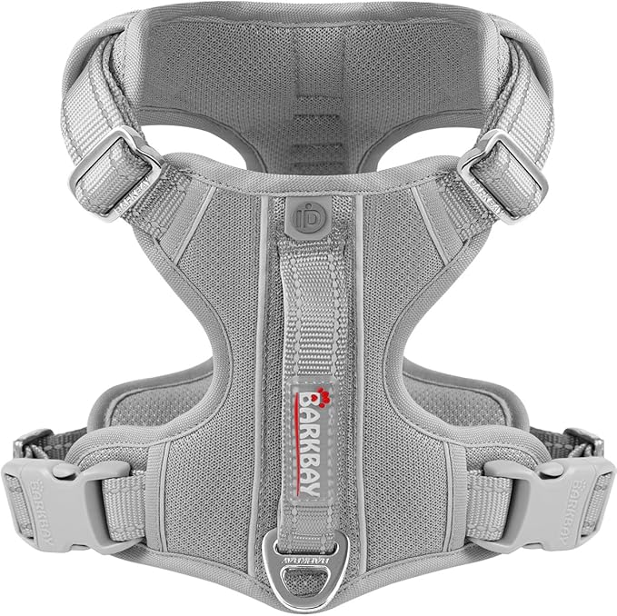 BARKBAY Dog Harness No Pull with ID Tag Pocket - Heavy Duty, Reflective, Easy Control for Large Dogs(Grey,XL)