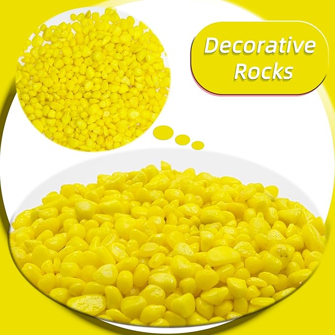 Yellow Pebbles for Crafts, 0.9 Pound Natural Polished Aquarium Gravel, Decorative Pebbles for Indoor Plants, Turtle Tank, Vase, Succulents Cactus, Garden Landscaping