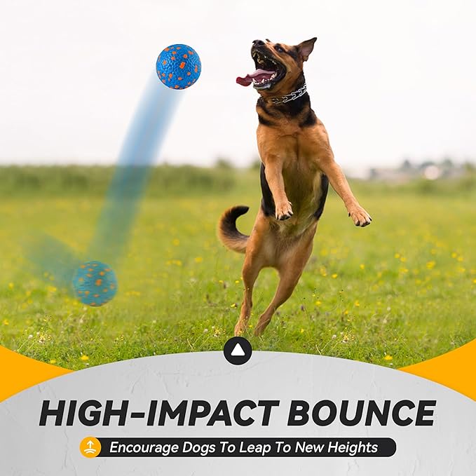 4Pcs Dog Balls, Tennis Balls for Dog Aggressive Chewers, for Large Medium Small Puppy, Training Catch&Fetch, Water Floats Toys, Blue