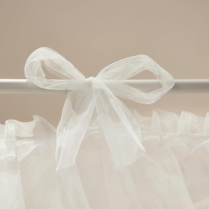 4 Corners Post Princess Curtain Bed Canopy Lace Up Double Layer 4 Opening Mosquito Net Mesh for Girls Bedroom Decoration(White, 78" W*86" L*82" H/King)