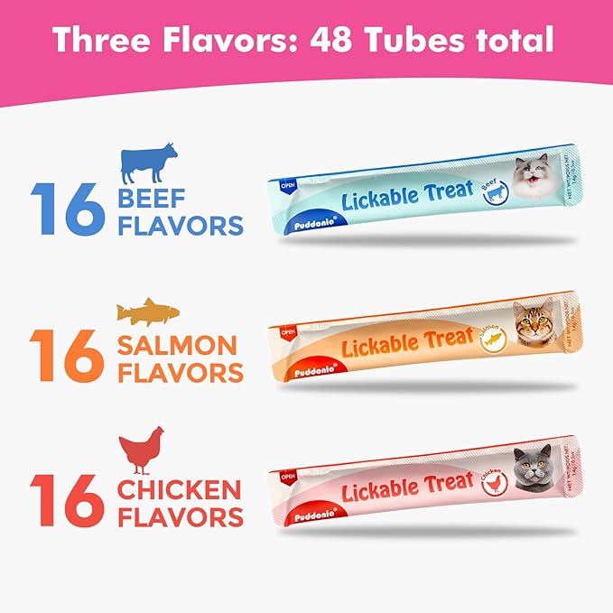 High-Meat Lickable Cat Treats, Grain & Gum Free, No Additives, All-Natural High Protein Puree, 0.5oz Tubes (Pack of 48)