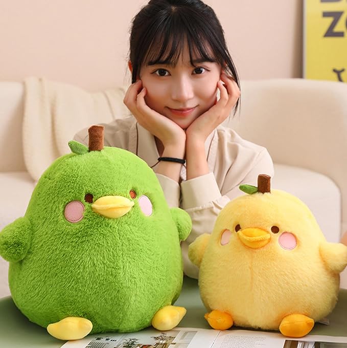 PEACH CAT Cute Fruit Pear Duck Plush Pillow Duck Stuffed Animal Toy for Kids Yellow 16"