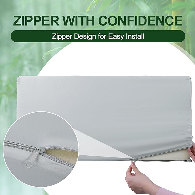 HOMBYS Bamboo Viscose Bed Wedge Pillow Cover with Zipper, 100% Viscose Made from Bamboo, Soft, Cooling, Breathable Wedge Pillowcase Sweat-Absorbent Pillowcase for Summer, 25"x25"x12.5", Light Grey