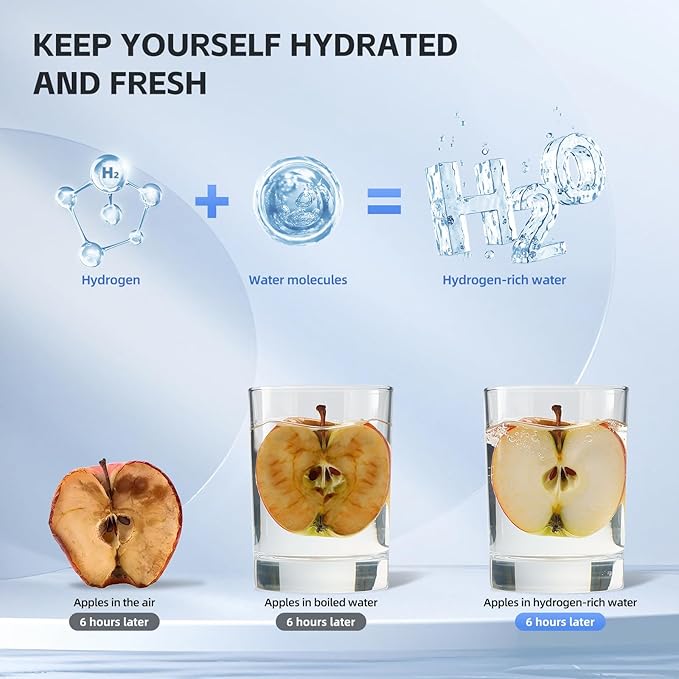 Hydrogen Water Bottle 2024 4th Generation 1600+PPB Hydrogen Water Generator with SPE PEM Technology, 14.5OZ 3min Quick Electrolysis, Water Ionizer, Includes Charging Adapter& Cable.