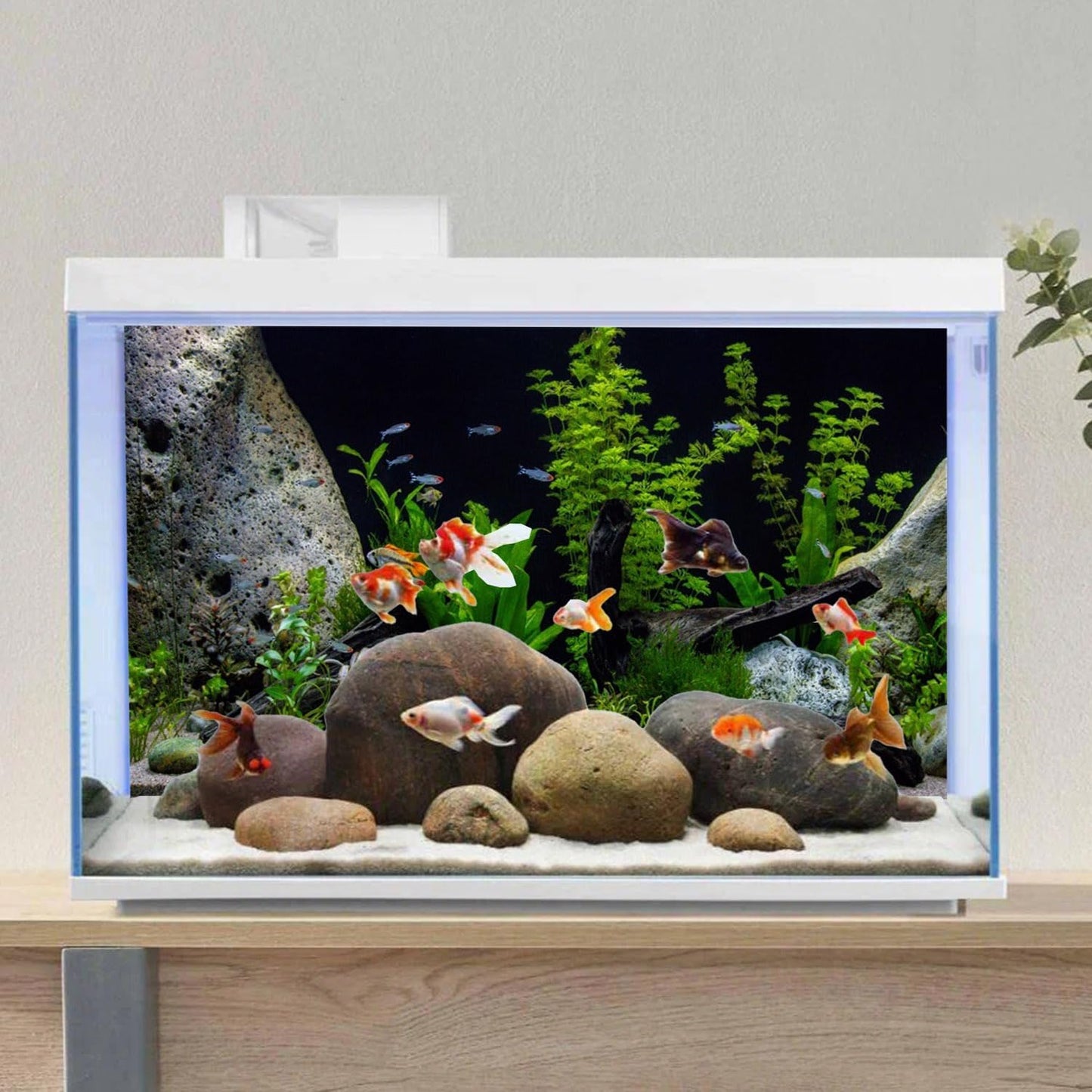 AWERT Vinyl Underwater Aquatic Plant Fish Tank Background Stone River Bed & Lake Aquarium Background 72x18 inches