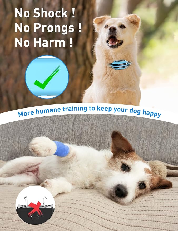 No Shock Dog Training Collar, Vibrating Dog Collar with Remote 2800Ft, Vibration Collar for Puppy Small Medium Large Dogs - No Prongs (Blue)