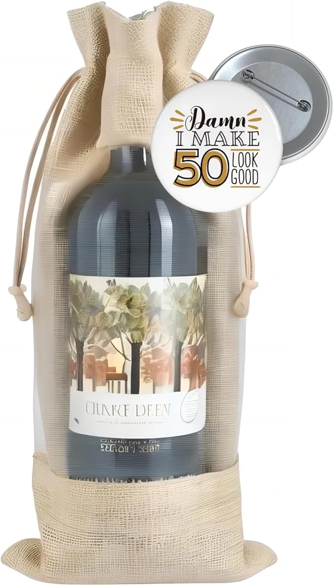 50th Birthday Wine Bag, Birthday Party Decoration Wine Bag Gifts, Happy Birthday decor, Pairs Well with Celebrating Birthday Wine Bag for Her Him