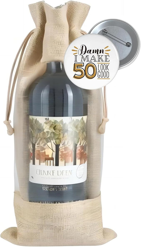 50th Birthday Wine Bag, Birthday Party Decoration Wine Bag Gifts, Happy Birthday decor, Pairs Well with Celebrating Birthday Wine Bag for Her Him